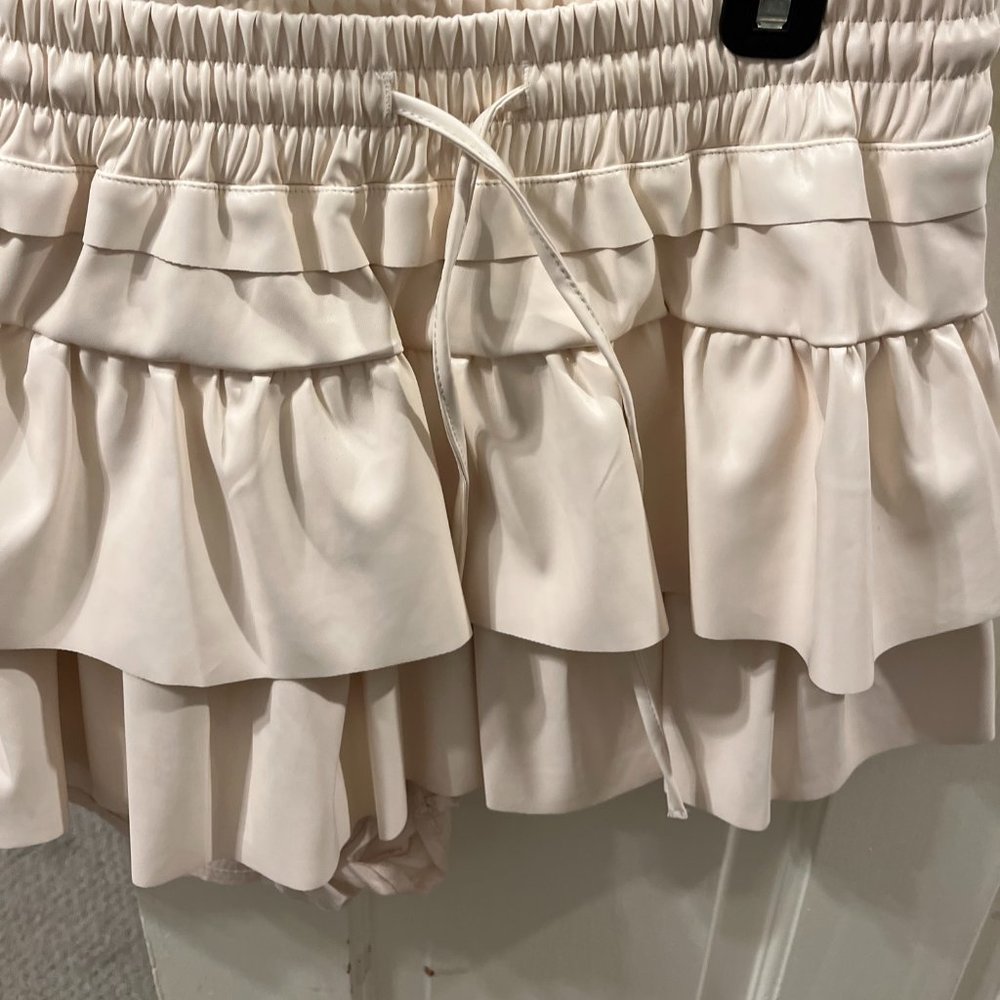 Pants Store Vegan Leather Ruffle Skort